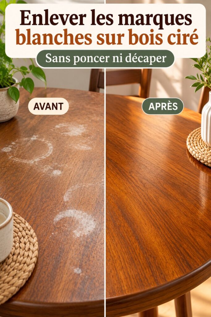 Enlever les marques blanches sur bois ciré