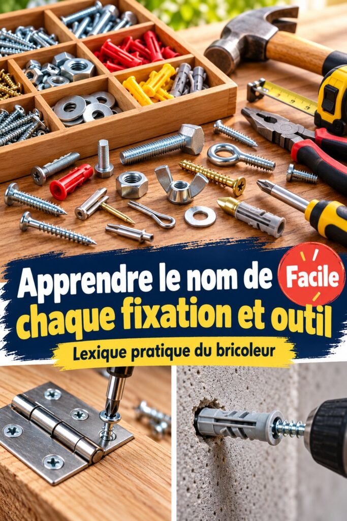 Un assortiment de vis et outils de bricolage sur une table de travail.